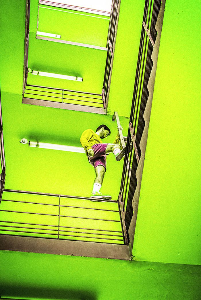 Vic Poster Moodboard Young Man Lime Electric Blue Color2