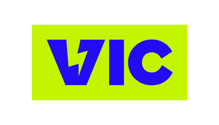 Vic Project Secondary Blue Logo Lime Background